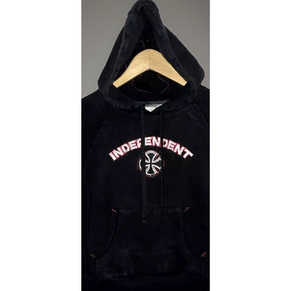 Vtg Independent Truck Co Hoodie Black Red White Sweatshirt Skater - Sz S/M - Picture 2 of 10